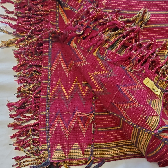 Vintage Handwoven Tribal Nigerian Kente Cloth Textile, Red Yellow Green - Picture 7 of 11